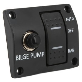 Ongwan 3-Way Manual OFF-Auto Switch Panel with Breaker for Bilge Pump, 12V 24V, Dual Use, For Boats and Yachts, Output Short Circuit Protection, Overload Protection, Reverse Polarity Protection