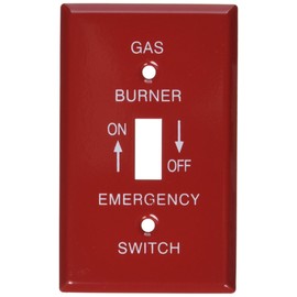 Morris 83496 Emergency Metal Switch Plate, Gas, 1 Gang, Red