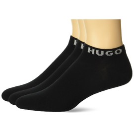 HUGO Mens 3-Pack Solid Cotton Ankle Socks, Black Soil, 3-9 US
