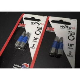 Wiha Lot of 2 | WIHA T25 Torx 1.0in / 25mm Impact Bits Terminator Blue 70020 • 2-Pack