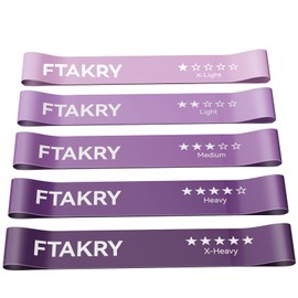 FTAKRY Resistance Bands for Working Out, Exercise Bands with 5 Resistance Levels, Natural Latex Resistance Bands Designed for Home Fitness, Strength Training and Flexibility Exercises (Purple)