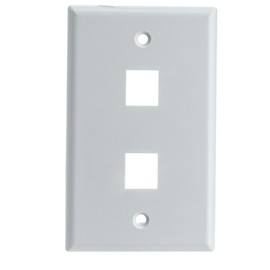 CableWholesale Keystone Wall Plate 2 Port, White (Cat5e, Cat6, Coax (Video), Aux (Cat6 for Data, IP Phone, POTS or Other), Single Gang