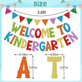 Welcome to Kindergarten Banner, First Day of Kindergarten, Welcome Back to School Kindergarten Classroom Decorations, Kindergarten Classroom Decor, Colorful Glitter