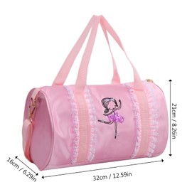 Pink Girls Ballet Dance Bag, Dancewear Storage Handbag Tote Crossbody Shoulder Bag Gymnastics Sports Bag Ballet Dance Duffle Bag for Ballerina Dancer