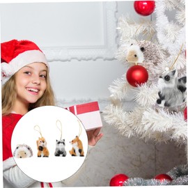 Didiseaon 4pcs Christmas Animal Pendant Christmas Hanging Animal Ornament Furry Animal Ornament Key Chains for Crafts Mini Decor Hanging Ornament Christmas Utenciles Hedgehog Plush Pendant