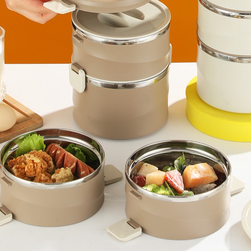 Insulated Food Container 304 Stainless Steel PP Stackable Portable Round