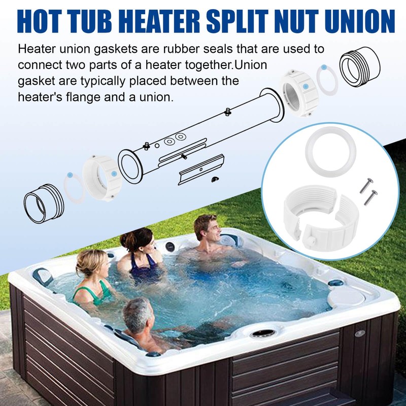 2" Spa Hot Tub Heater Split Nut Unions with Screw