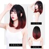 TefuRe H-6113R-N-BLK-C-RED Wig, Medium, Semi-Long, Full Wig, Wig, Small Face,