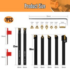 SWAWIS 21 Piece 3/8 Inch 10 mm Lathe Tool Set, Drill Bar Lathe Tool Holder with Alloy Inserts, Lathe Lathe Steel for Cutting Grinding Finishing the Workpiece Surface