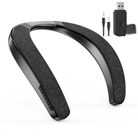 Bluetooth Speaker, Smaloyd Portable Wireless Neckband Home TV Speaker Theatre Stereo Surroud Sound with Microphone Wireless Speaker for Outdoor Sports (Black+Receiver)