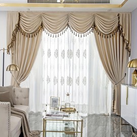 Palace Style Luxury European Curtain, Solid Color Thickened Velvet Blackout Curtain, Living Room, Bedroom, Villa Curtain - Size: 79"X103"(200cm*261cm)