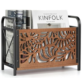 CILXGQLN Magazine Holder, Magazine Rack Floor, Wood Magazine File Holder, Magazine Organizer, Album Storage for Vinyl Records, Farmhouse Magazine Storage Rack for Magazines, Newspapers, Books