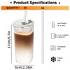 KEMORELA 6 Sets Glass Cups with Lids & Straws, Square