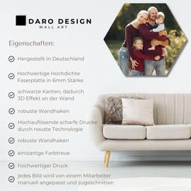 DARO Design Polygon Picture 20 cm My Photo on Canvas HDF 6 mm Panorama Fixed Wall Hook Wedding Gift for Baby Pictures and Family Photos Special Moments