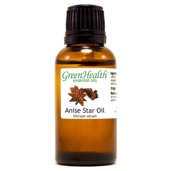 Anise Star Essential Oil - 1 fl oz (30 ml) Glass Bottle - 100% Pure Essential Oil - GreenHealth