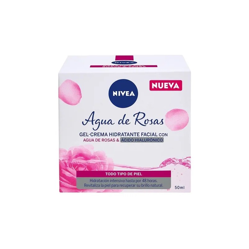 Nivea Gel-Crema Facial Agua de Rosas con Ácido Hialurónico, Piel