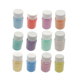 TEHAUX 12pcs Mica Powder Set Bottles Pearl Pigment for DIY Soap Making Bath Bombs Nail Art and Crafts Safe for Skin Including Gold and Pink