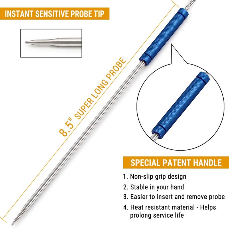 ThermoPro Stainless Steel Probe Replacement Stainless Meat Probe for TP25,