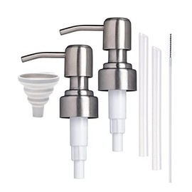 Easy-Tang Durable 304 Rust Proof Stainless Steel Pump Head, Kitchen Soap Dispenser Pump Replacement for Regular Mouth Bottle(Silver 2 Pack)