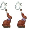 Chocolate Easter Bunny Clip On Dangle Earrings (H139clip)