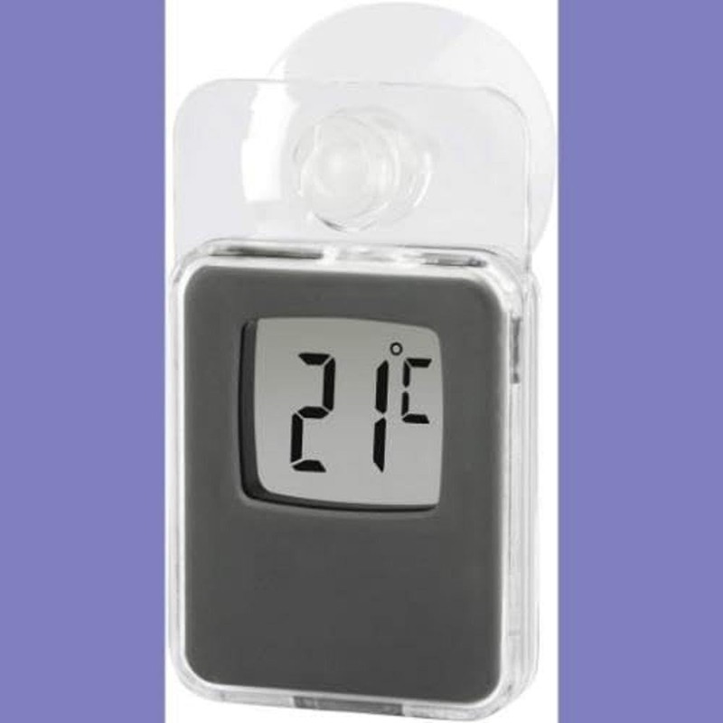 Grey Digital Window Thermometer for Indoor and Outdoor Use 7.5