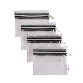 Augbunny Clear Vinyl Zipper Multi-purpose Waterproof Office Home Supply Organizers toiletry Pouch Tool Bag 4-pack, Small