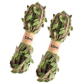 Pack of 2 Leaf Rope Natural Hessian Jute Twine Rope Burlap Ribbon DIY Craft Vintage for Home Wedding Party Decor