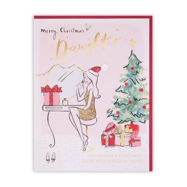 Clintons: Girl at Dressing Table Daughter Christmas Card, Christmas Card for Daughter, Daughter Xmas Card, Xmas Card Daughter, Multi-Colour, 155 x 201, 1169245