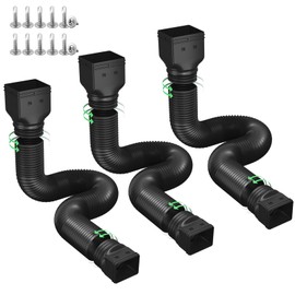Ogutter Rain Gutter Downspout Extensions, Downspout Extender for Rainwater Drainage Flexible, Down Spout Drain Extension Pipe and Extendable from 21 to 66 Inches (3 Pack, Black)