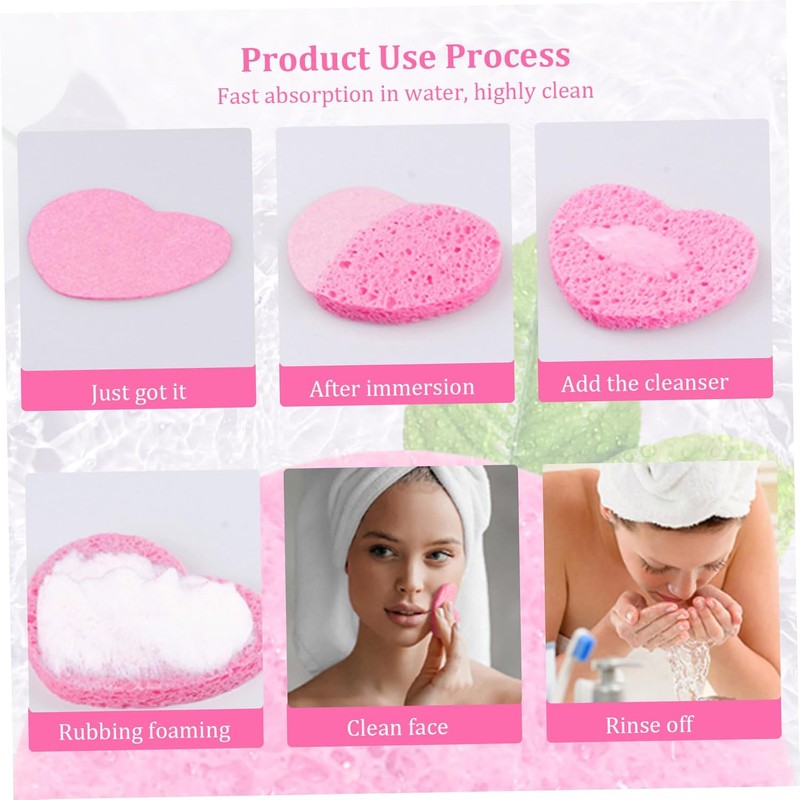 Esponjas faciales de limpieza 50 unidades reutilizables con forma de