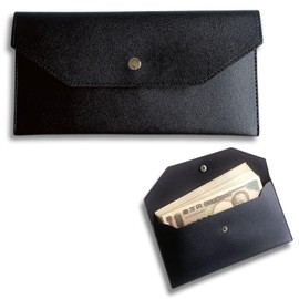 nervousrhinos Slim Bill Holder Case, 1 Million Yen Store, Thin Wallet, Men's, Women's, Faux Leather, Smart Cash Holder, carbon black