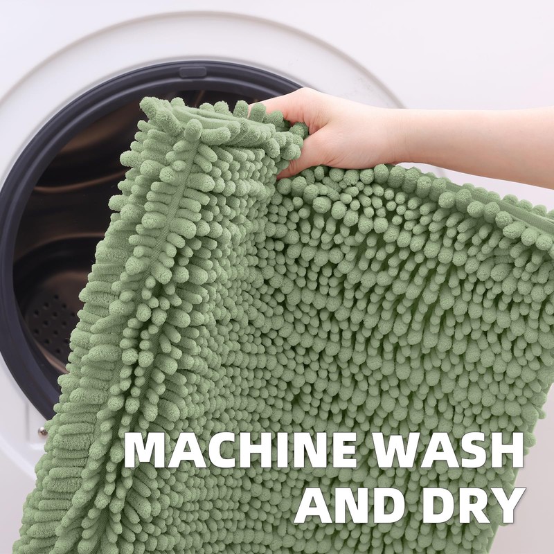OLANLY Luxury Chenille Bath Mat, Extra Soft Thick Absorbent Shaggy