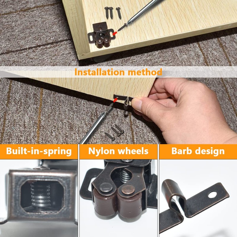 20Pack Double Roller Catch Door Latch Cold Rolled Steel Stay