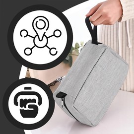 Retoo Toiletry Bag with Hanging Hook, Travel Toiletry Bag with Zipper, Cosmetic Bag 5 Pockets, Cosmetic Bag for Women, Men, Kids, Toilet Bag for Accessories Shampoo, Grey, gray, Classic
