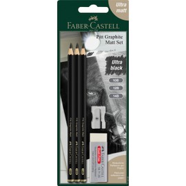 Faber-Castell 3 unidades Pitt Graphite Matte Tin - 10B, 12B, 14B - Lápices de grafito negro mate