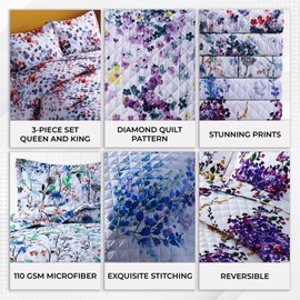 AZORES HOME Chloe Floral Printed Ultra-Soft 2-Piece Oversized Quilt Set, Easy care and Fade resistant - Twin, Green