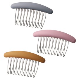 3 Pieces Luxury Fashion 10 Teeth Hair Side Combs French Comb Matte Series Side Hair Combs Curved Hair Clip Combs Hair Accessory for Women and Girls, Matte Gray, Matte Yellow, Matte Pink