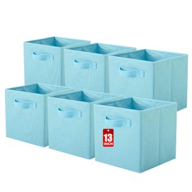 ShellKingdom Storage Bins, Foldable Fabric Storage Cubes And Cloth Storage Organizer Drawer For Closet And Toys Storage, 13 X 13 X 13 INCH, 6 Pack (Light Blue)