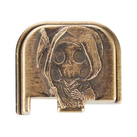 NDZ Performance 3D Engraved Slide Cover Back Plate for Glock 43, 43X & 48 – Solid Brass – 9mm Slimline Models – Grim Reaper Baby Design – Made in USA