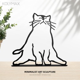 KOLYMAX Metal Cat Minimalist Art Wall Sculpture, Minimalist Abstract Cat Line Wall Art, Modern Minimalist Home Decoration Minimalist Living Room Wall Decoration