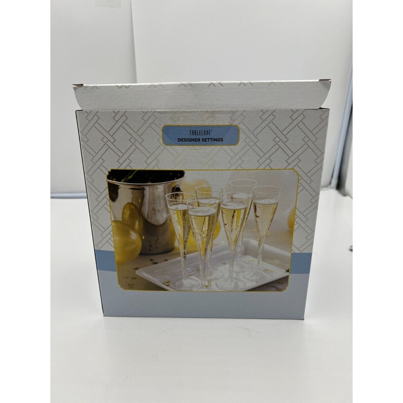 TABLELUXE Qty 10 Luxe Champagne Flutes by TableLuxe Clear Shatter