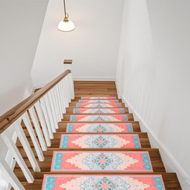 Stair Treads for Wooden Steps, 15PCS 8" X 30" Non Slip Carpet Stair Treads with Reusable Adhesive, Washable Stair Runners for Kids Elders and Pets