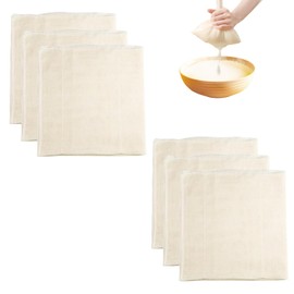 6 Pcs Cheesecloth, 50 X 50cm Grade 100 Hemmed Muslin Cloths, Straining Reusable, Unbleached Pure Ultra Fine Dual Layer Design Pure Cotton Fabric Filter Cheese Cloths for Baking, Butter, Nut Milk
