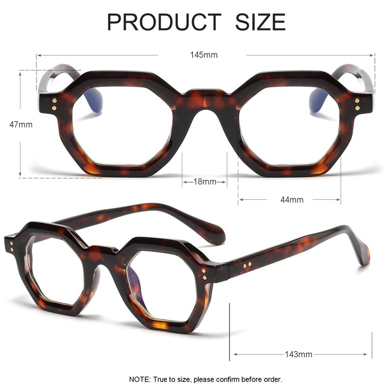 JOVAKIT Retro Octagon Frame Glasses for Women Men Vintage Polygon