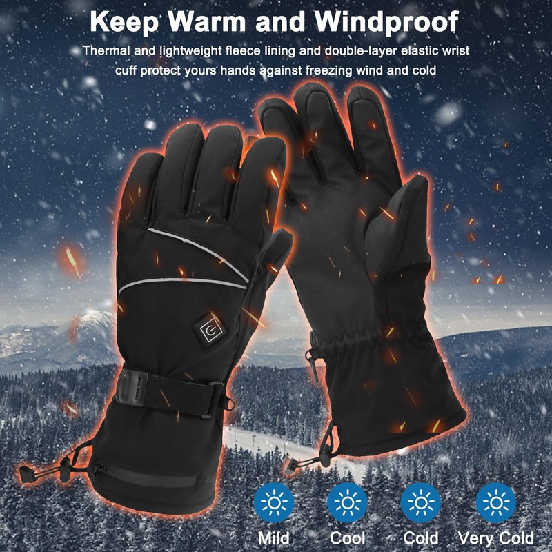 Heated Gloves for Men Women Battery Powered Heated Gloves Waterproof