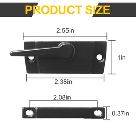 F 2554 Diecast Cam Action Window Sash Lock with Alignment Lugs, Replacement Sash Locks for Sliding Windows Double Hung Windows (Black, 2 Pack)