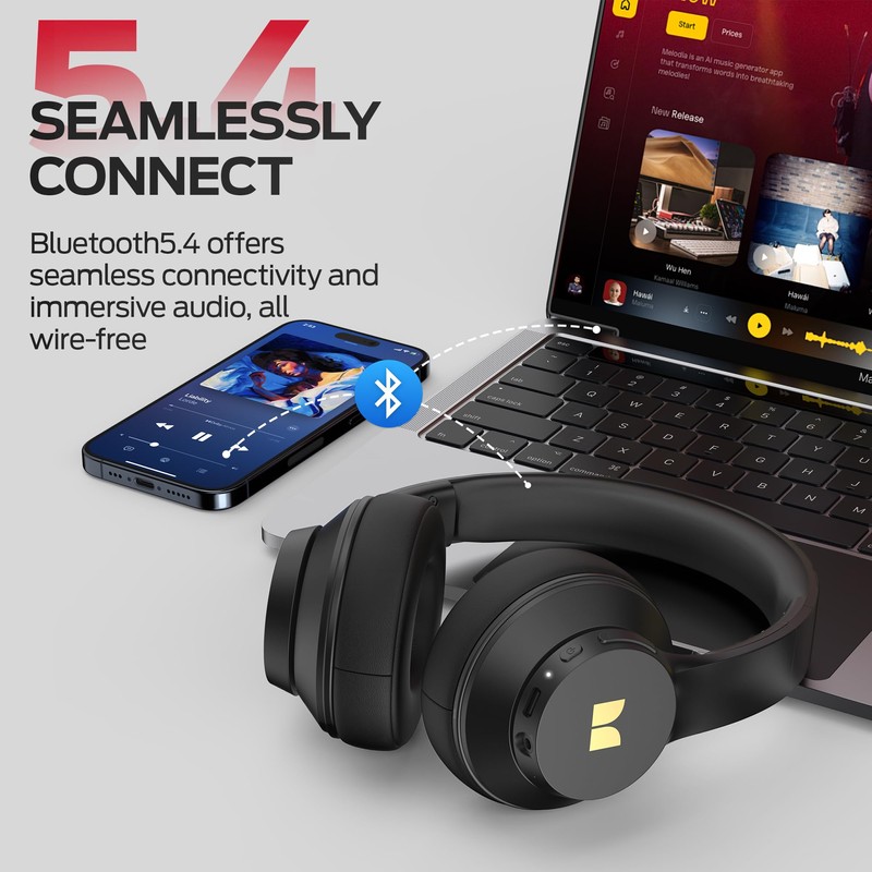 Monster Mission 100 Bluetooth Headphones, On Ear Headphones with Immersive