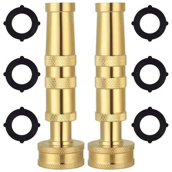 Solid Brass Hose Nozzle 2 Pack, Heavy Duty Adjustable High