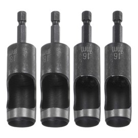 HARFINGTON 4pcs 16mm,18mm Leather Hollow Hole Punch 1/4" Hex Shank for Drills, Belt Hole Punch Punching Cutter Tool for Thick Fabrics Leathercraft Working