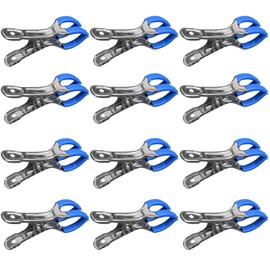 ROSYLEVE Pack of 12 Metal Clips for Pool Cover, Mounting Clips with Protective Film, Clamping Clamps for Above Ground Pools, Clamping Clamps with Strong Clamping Force for Gluing, Photography,